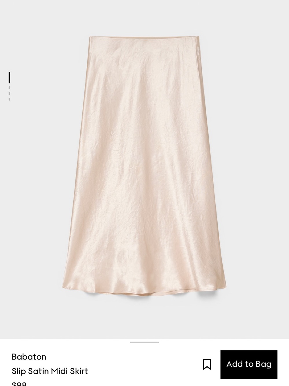 Babaton Satin Slip Midi Skirt in Pale Blush